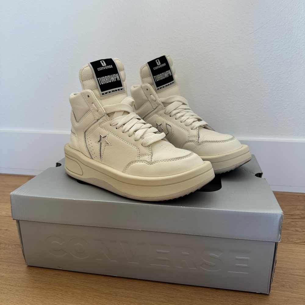 Rick Owens DRKSHDW x Converse TURBOWPN Platform Sneakers - White / Egret - 7.5